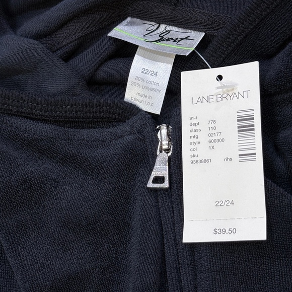 NWT Lane Bryant Black Zip-Up Swimsuit Coverup - Size 22/24 🔥 Plus Size 🌸 - Picture 4 of 5